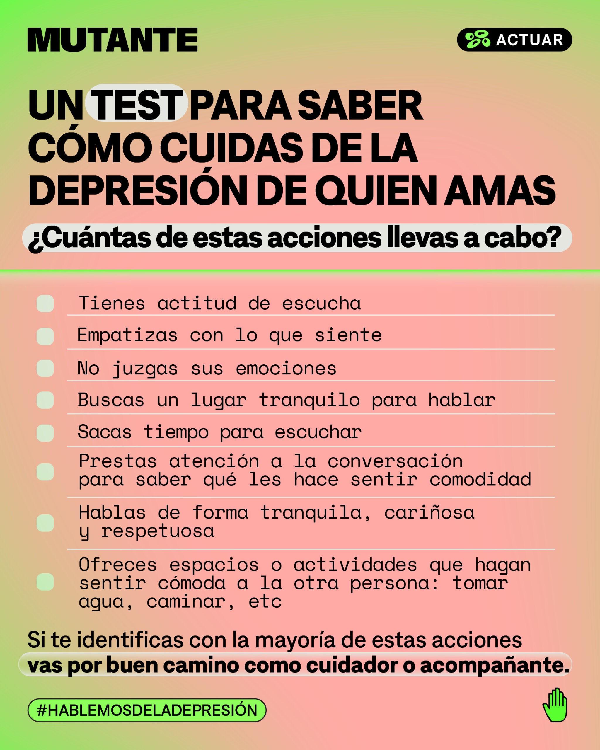 Mutante Un Test Para Saber Cómo Cuidas De La Depresión De Quien Amas