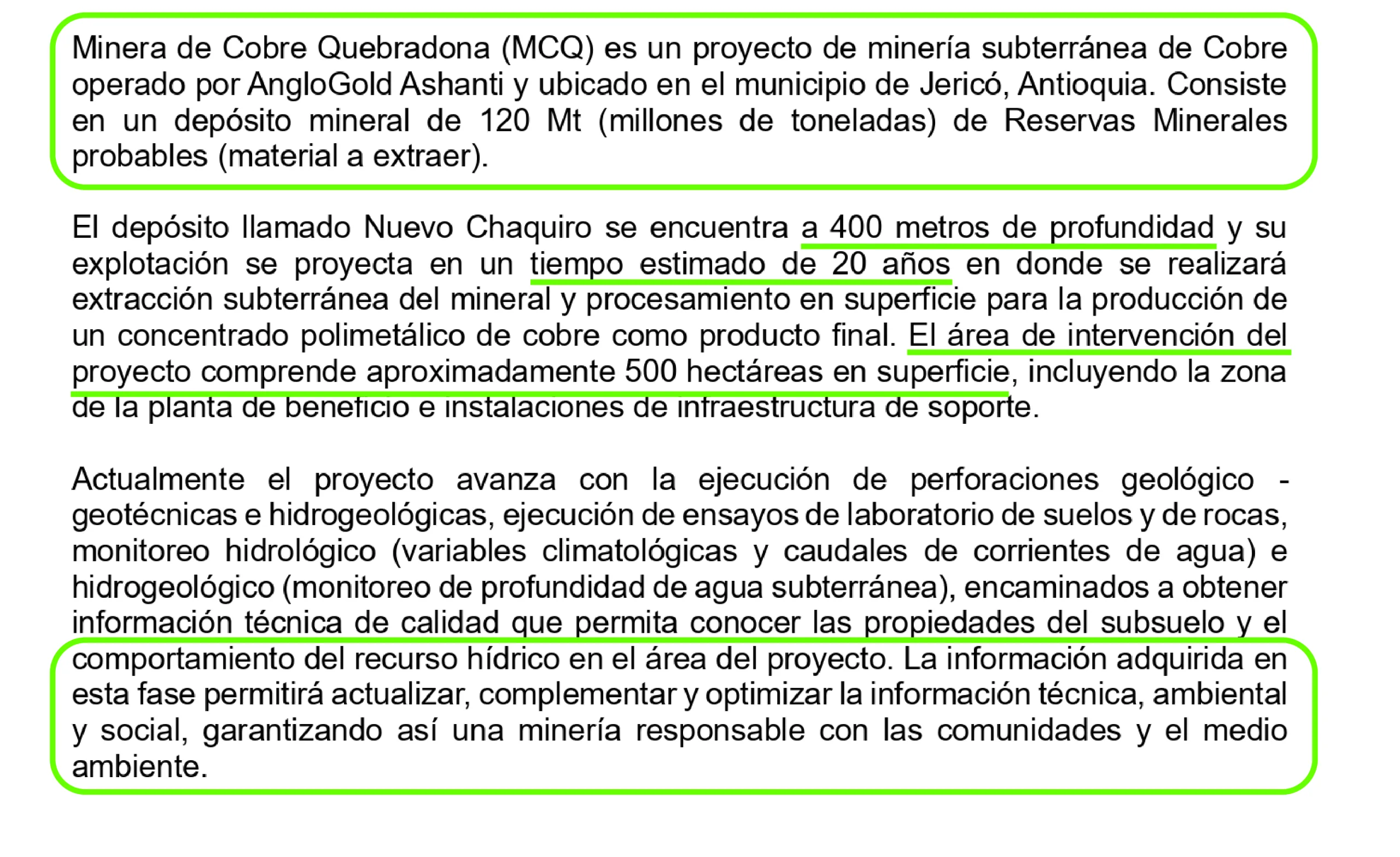 Pantallazo de la respuesta de AngloGold Ashanti a un cuestionario enviado por Mutante en febrero de 2026. Fotografía: Felipe Peláez.